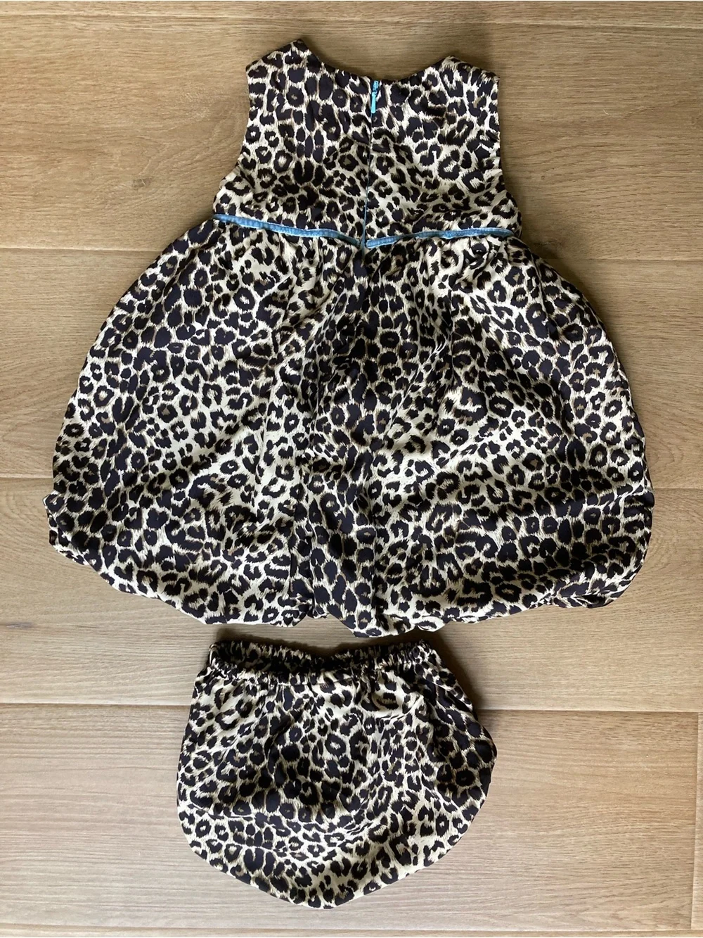 The Children's Place Vintage Leopard Print Bubble Dress with Blue Trim